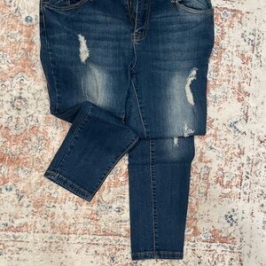 Women's Distressed Blue Jeans